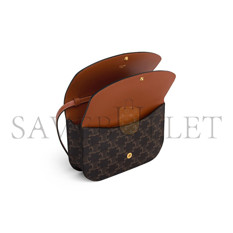 Ce1i*e duo wallet on strap in triomphe canvas and calfskin 10p672gvl.04lu (20*13*6cm)